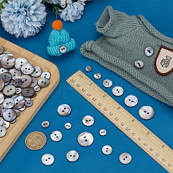 120Pcs 6 Styles 2-Hole Natural Shell Buttons&nbsp;BUTT-FG0001-47