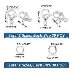 60Pcs 2 Size Ion Plating(IP) 304 Stainless Steel Lobster Claw Clasps&nbsp;STAS-UN0040-77