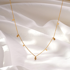 304 Stainless Steel Pave Clear Cubic Zirconia Geometric Teardrop Pendant Necklaces for Women&nbsp;YD2643
