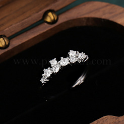 Adjustable Brass Micro Pave Clear Cubic Zirconia Finger Rings&nbsp;WGD9C30-01
