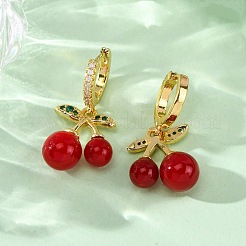 Brass Micro Pave Cubic Zirconia Hoop Earrings&nbsp;EJEW-D322-09G