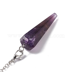 Natural Amethyst Hexagonal Pointed Cone Dowsing Pendulum Pendants&nbsp;G-G983-05P-01