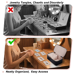 Portable Travel PU Leather Jewelry Organizer Handled Boxes&nbsp;CON-WH0107-71B