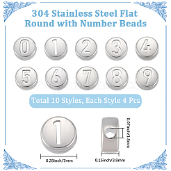 40Pcs 10 Styles Anti-Tarnish 304 Stainless Steel Beads&nbsp;STAS-BBC0007-54
