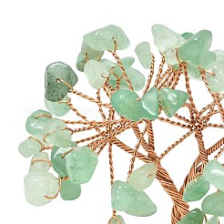 Natural Green Aventurine Chips Tree of Life Decorations with Cat Display Decorations&nbsp;DJEW-K025-03E