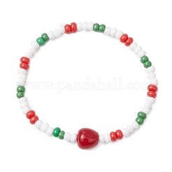 3Pcs 3 Styles Christmas Glass Seed & Handmade Lampwork Beads Stretch Bracelets for Women&nbsp;BJEW-MZ00197