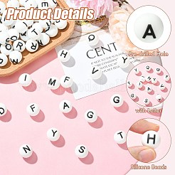 1 Set 26Pcs White Round with Letter Silicone Beads&nbsp;ST-CJ0041-010