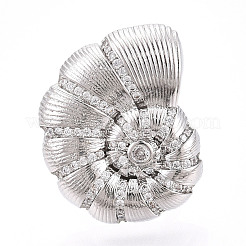 Brass Micro Pave Cubic Zirconia Adjustable Open Cuff Rings for Women&nbsp;RJEW-N051-02P