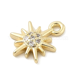 Brass Micro Pave Clear Cubic Zirconia Charms&nbsp;KK-B130-02G-03