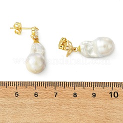 Brass Micro Pave Cubic Zirconia Stud Dangle Earrings for Women&nbsp;EJEW-JE07279-01