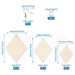 DIY Rhombus Shape Natural Wood Pendants Earring Making Kits&nbsp;DIY-YS0001-14