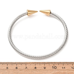 Duo Tone 304 Stainless Steel Double Terminal Cone Open Cuff Bangles for Women&nbsp;SA-CBA2192-03GP