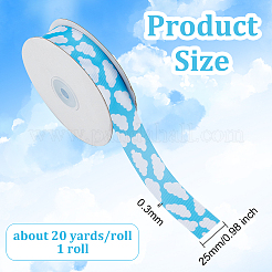 20 Yards Flat Cloud Printed Polyester Grosgrain Ribbons&nbsp;OCOR-WH0003-015