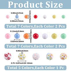 5Pcs 5 Colors Round Luminous Polymer Clay Rhinestone Flower Beads & 28Pcs 14 Styles Opaque Acrylic Beads Findings Kits&nbsp;DIY-PA0001-98