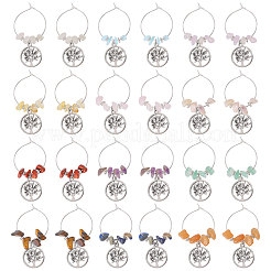 24Pcs Natural Gemstone Wine Glass Charms&nbsp;AJEW-CA00007