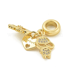 Rack Plating Brass Pave Cubic Zirconia European Dangle Charms&nbsp;KK-Z067-43G