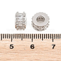 Brass Micro Pave Clear Cubic Zirconia European Beads&nbsp;KK-B186-17P
