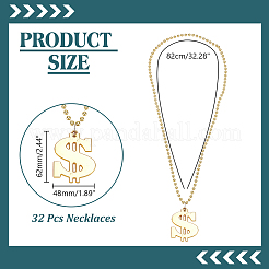 32Pcs Plastic Dollar Sign Pendant Ball Chain Necklaces&nbsp;NJEW-HY0002-19