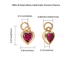 16Pcs 8 Colors Brass inlaid Cubic Zirconia Pendants&nbsp;ZIRC-CJ0001-15