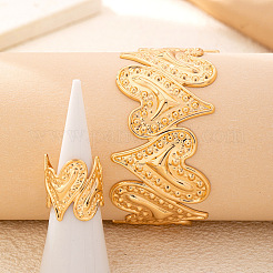 Iron Textured Heart Cuff Bangles & Rings Sets for Women&nbsp;WG0A4C8-01