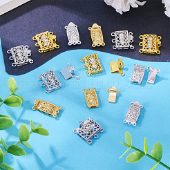 20Pcs 4 Style Brass Filigree Box Clasps&nbsp;KK-PJ0001-15