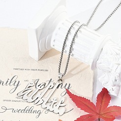 201 Stainless Steel Arabic Pendant Box Chain Necklaces for Women Men&nbsp;LS-NJEW-R013-06P