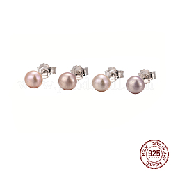 Valentine Presents for Her 925 Sterling Silver Ball Stud Earrings&nbsp;EJEW-D029-4.5mm-1