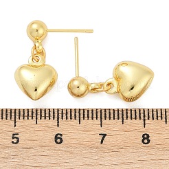 Heart & Leaf & Candy Brass Dangle Stud Earrings&nbsp;EJEW-Z115-03G