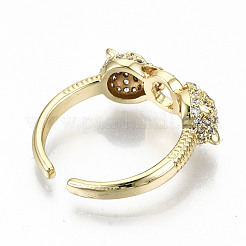 Brass Micro Pave Clear Cubic Zirconia Cuff Rings&nbsp;RJEW-S044-076-NF