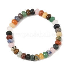 8MM Natural Mixed Gemstone Rondelle Heishi Beads Stretch Bracelets&nbsp;BJEW-JB14425