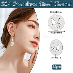 25Pcs 304 Stainless Steel Pendants&nbsp;STAS-BBC0006-11