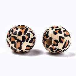 Printed Natural Wooden Beads&nbsp;WOOD-R270-05