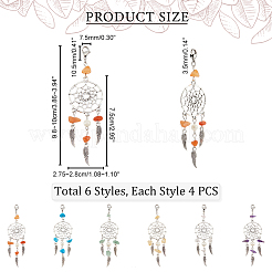 24Pcs 6 Style Gemstone Chip Pendant Decoration&nbsp;HJEW-NB0001-67
