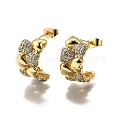 Brass Micro Pave Clear Cubic Zirconia Stud Earrings for Women&nbsp;EJEW-U056-02A-G