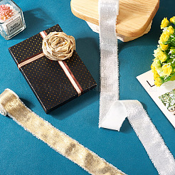 2 Rolls 2 Styles Hot Stamping Velvet Frayed Ribbon&nbsp;OCOR-TA0002-06