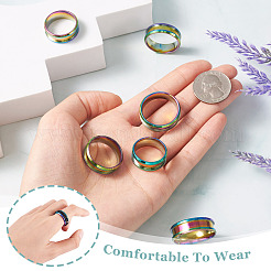 6Pcs 6 Style 201 Stainless Steel Engravable Grooved Finger Rings Set for Women&nbsp;RJEW-YS0001-02