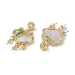 Brass & Shell & Clear Cubic Zirconia Pendants&nbsp;KK-G497-19G