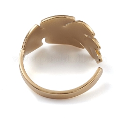 Ion Plating(IP) 304 Stainless Steel Monstera Leaf Open Cuff Rings for Women&nbsp;RJEW-G285-68G