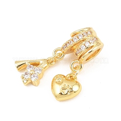 Alphabet Brass Micro Pave Clear Cubic Zirconia Pendants&nbsp;KK-Z151-20G