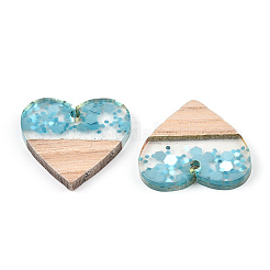 Transparent Resin & White Wood Pendants&nbsp;RESI-TAC0021-84