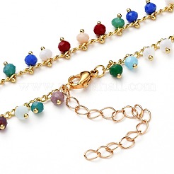 Rondelle Glass Pendant Necklaces&nbsp;NJEW-JN03187