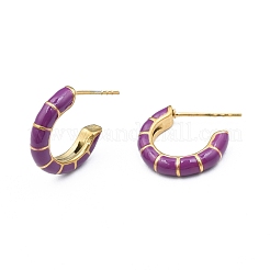 Enamel C-shape Stud Earrings&nbsp;EJEW-N052-05F