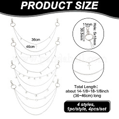 4Pcs 4 Style Butterfly & Cross & Sword Brass Pocket Pants Waist Chains with Zinc Alloy Clasps&nbsp;AJEW-GO00021