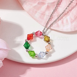 Colorful Acrylic Beaded Ring Pendant Necklaces&nbsp;NJEW-JN04596-02