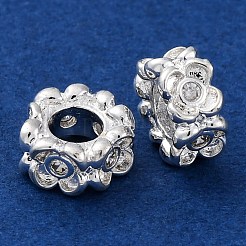 Brass Micro Pave Clear Cubic Zirconia Spacer Beads&nbsp;KK-Z089-14S