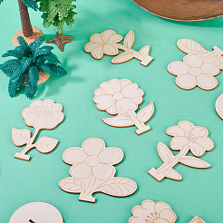 20Pcs 4 Styles Flower Unfinished Wood Display Decorations for DIY Painting Decoration Crafts&nbsp;DJEW-TA0001-38