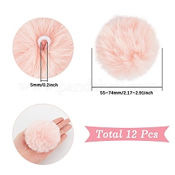 12Pcs Handmade Faux Rabbit Fur Pom Pom Ball Covered Pendants&nbsp;WOVE-SC0001-06B