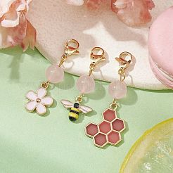 Bee & Honeycomb & Flower Alloy Enamel Pendant Decorations&nbsp;HJEW-JM01600-02