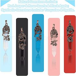 DIY 5Pcs Gemstone Pointed Pendant Making Kits&nbsp;DIY-NB0005-08