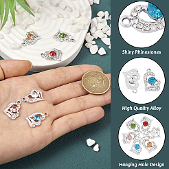 6Pcs 6 Colors Alloy Rhinestone Pendants&nbsp;FIND-TA0003-05